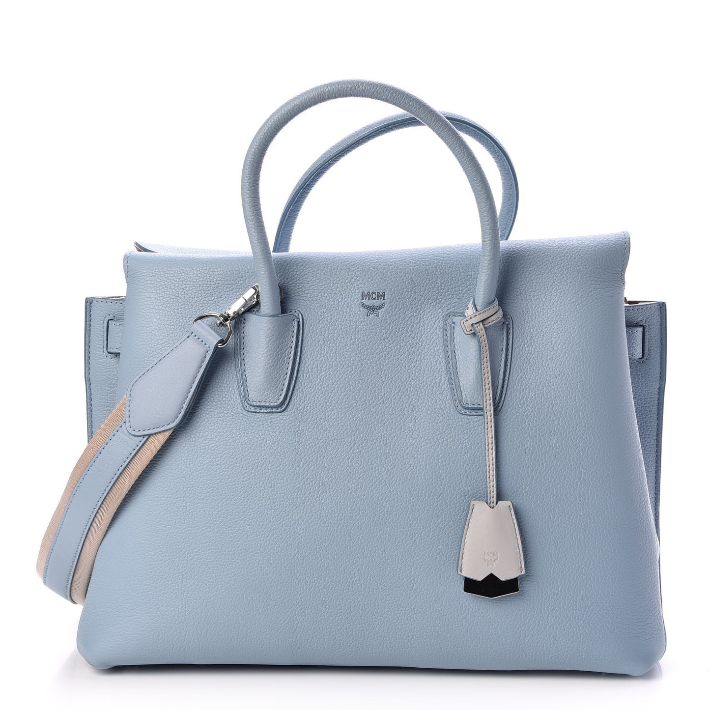 Grained Calfskin Large Milla Tote Sky Blue