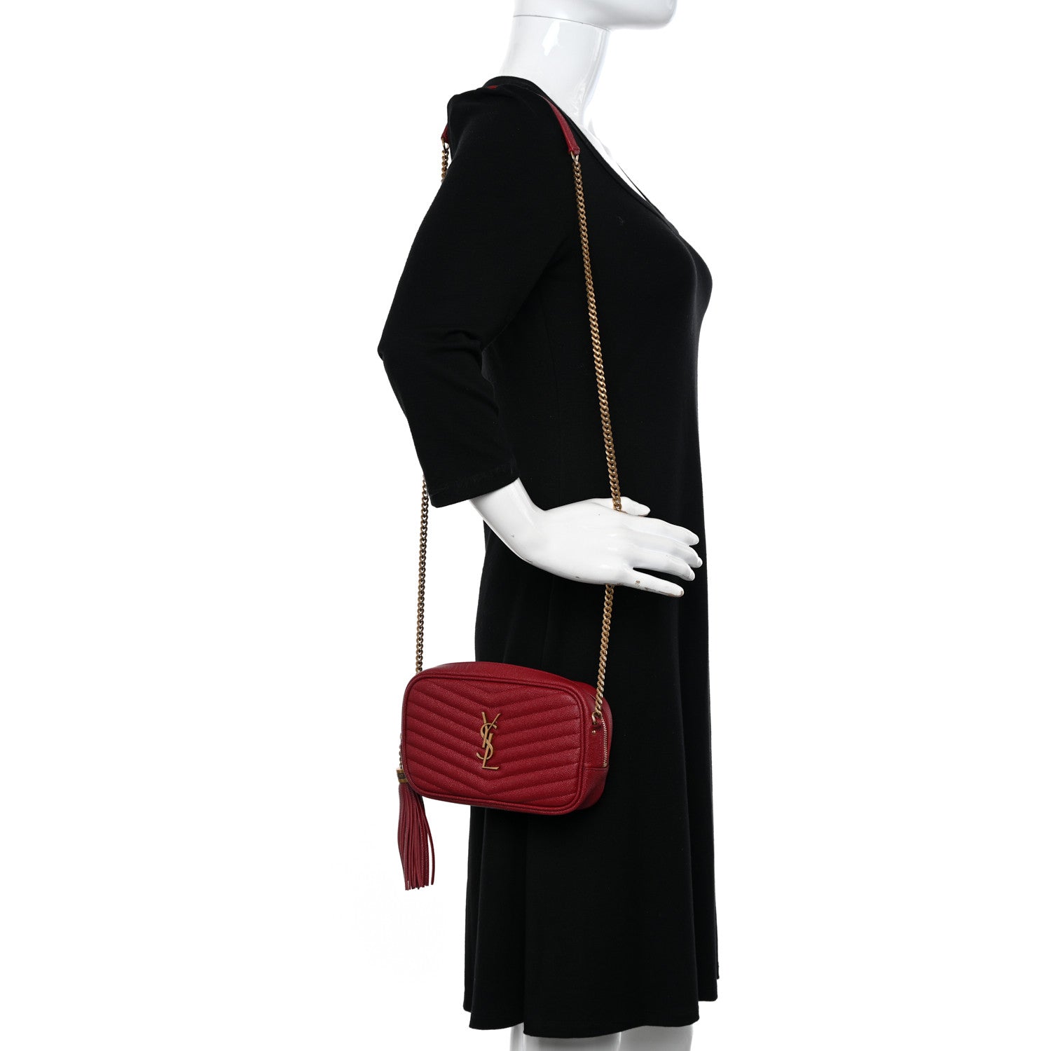 Saint Laurent Grain De Poudre Matelasse Monogram Mini Lou Camera Bag Opyum Red 2 of 11