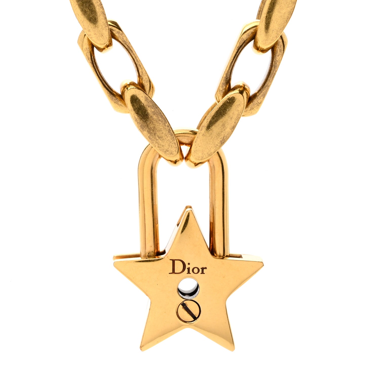 Christian Dior Metal Lucky Star Choker Necklace Aged Gold 3 of 4