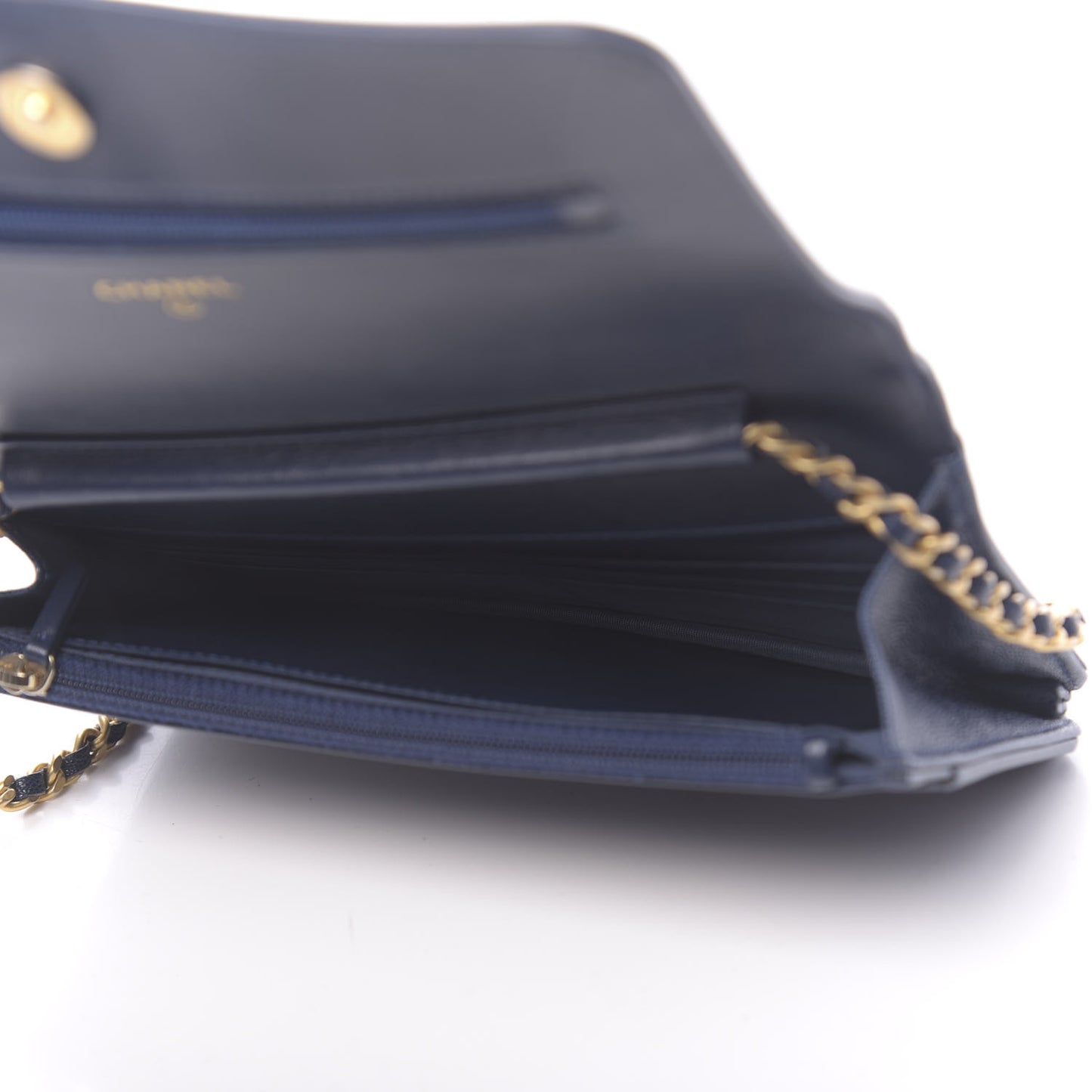 Caviar Quilted Boy Wallet On Chain WOC Navy