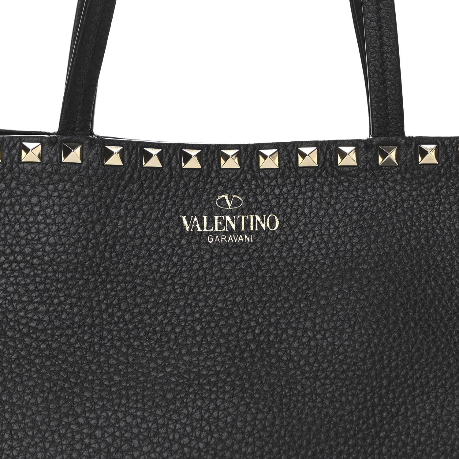 Valentino Garavani Grained Calfskin Rockstud Shoulder Tote Black 7 of 11