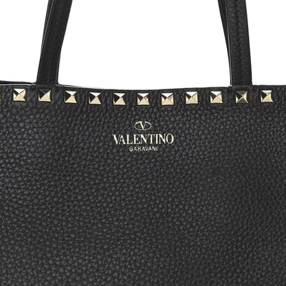 Valentino Garavani Grained Calfskin Rockstud Shoulder Tote Black 7 of 11