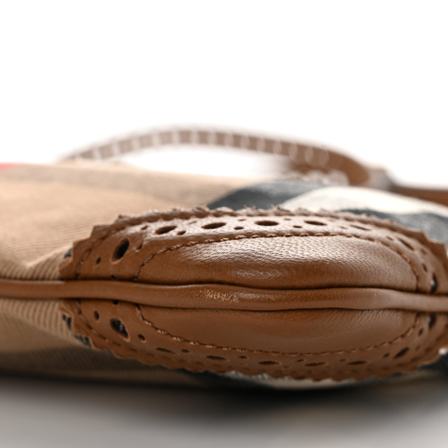 House Check Calfskin Broguing Crossbody Clutch Bag Brown