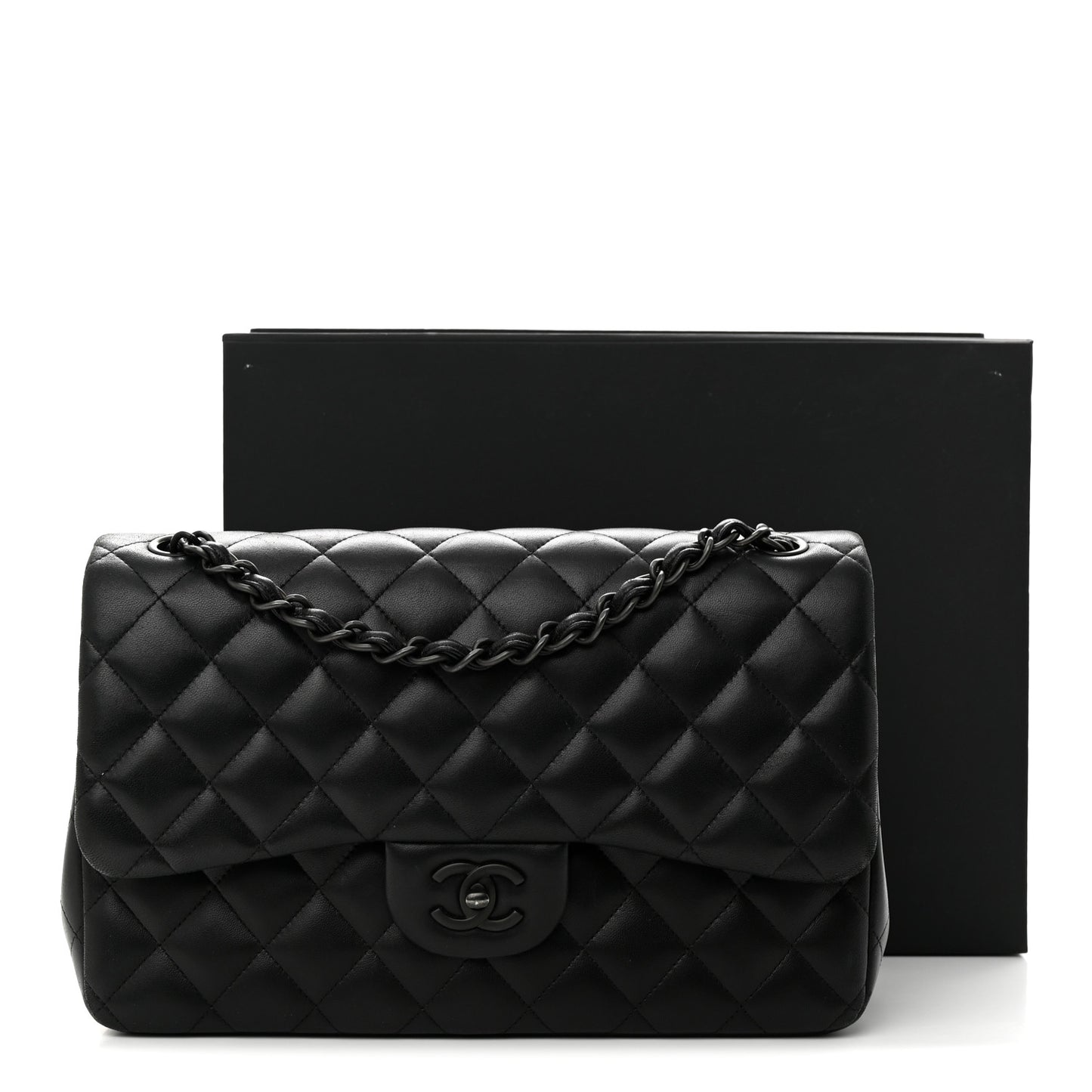 Lambskin Quilted Jumbo Double Flap So Black