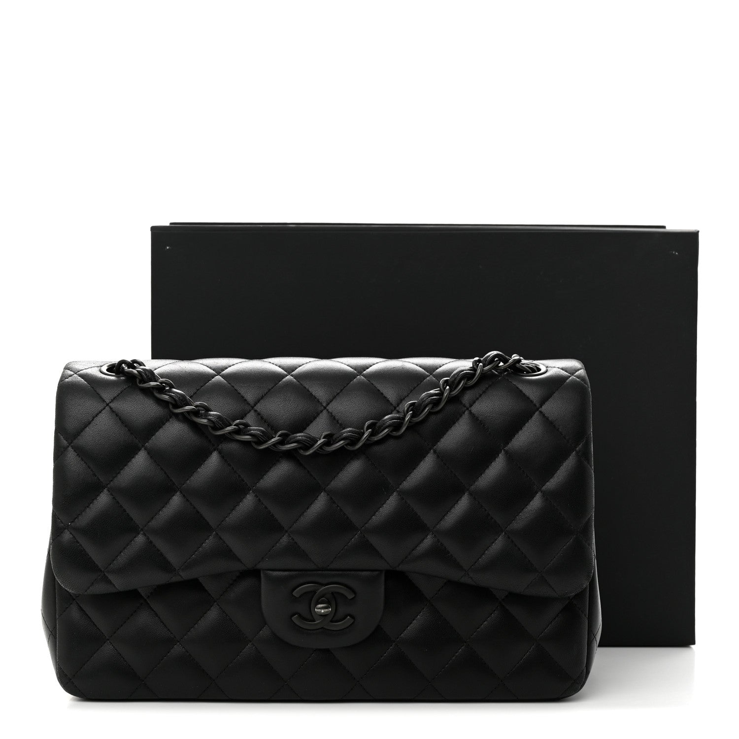 Chanel Lambskin Quilted Jumbo Double Flap So Black 15 of 15