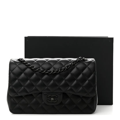 Chanel Lambskin Quilted Jumbo Double Flap So Black 15 of 15
