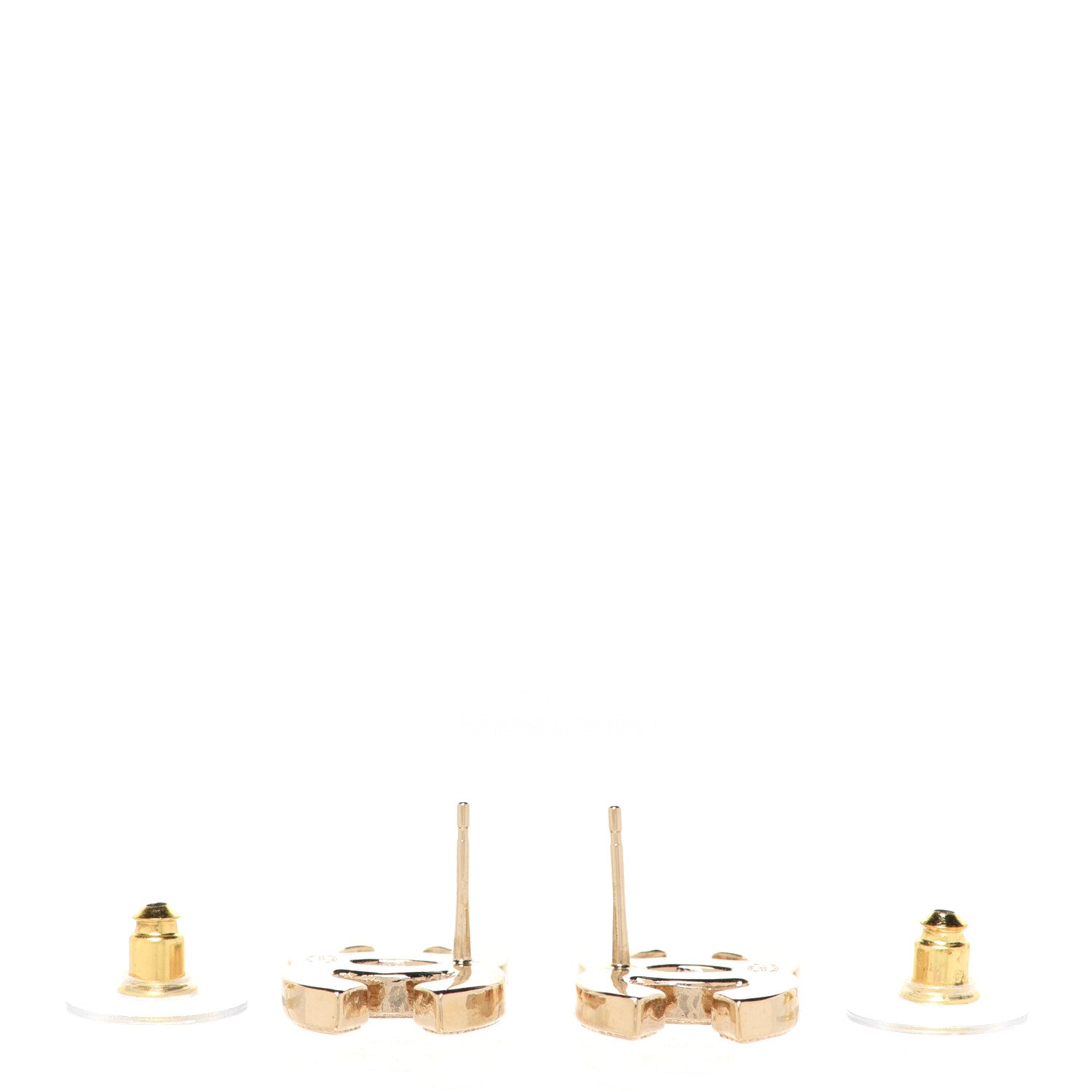 Chanel Enamel CC Earrings Gold White 3 of 5