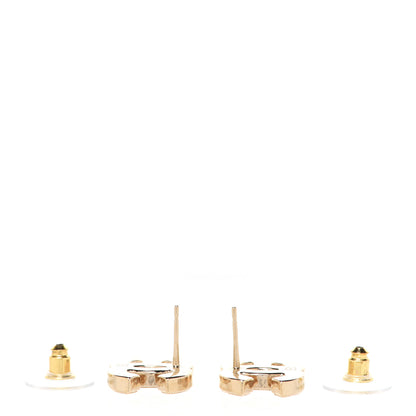 Chanel Enamel CC Earrings Gold White 3 of 5