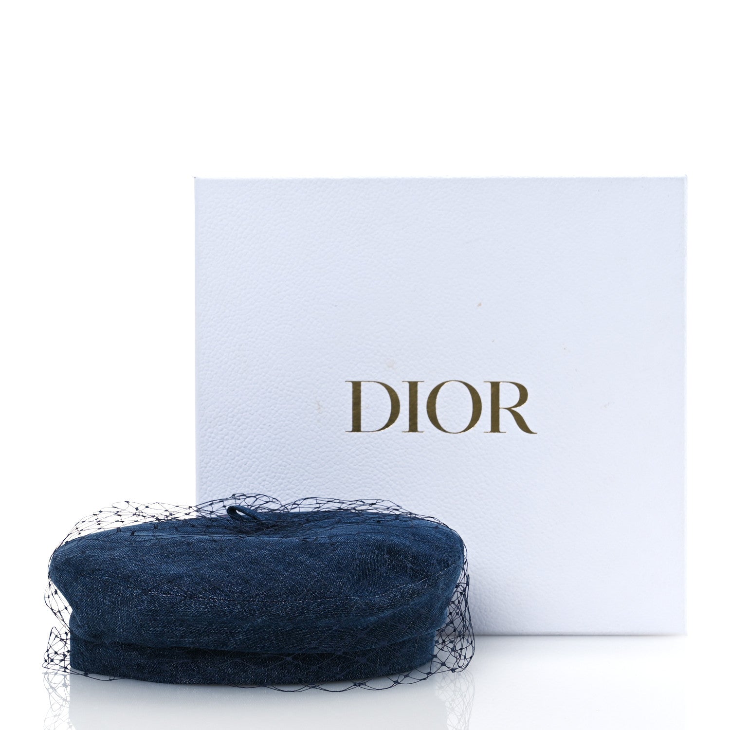 Christian Dior Cotton Denim Arty Beret Cap With Veil 57 Blue 9 of 9