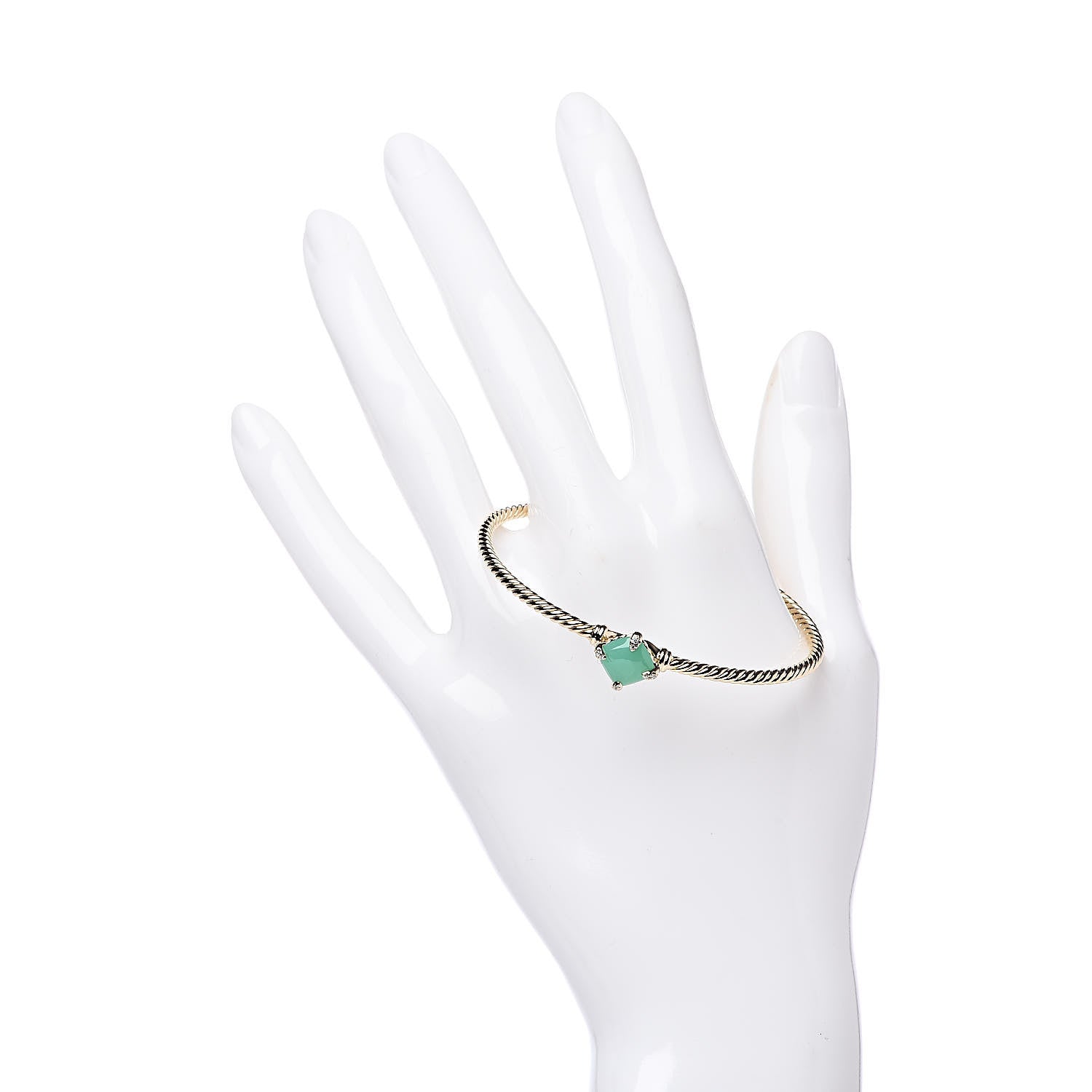 David Yurman 18K Yellow Gold Chrysoprase Diamond Chatelaine Bracelet 2 of 5