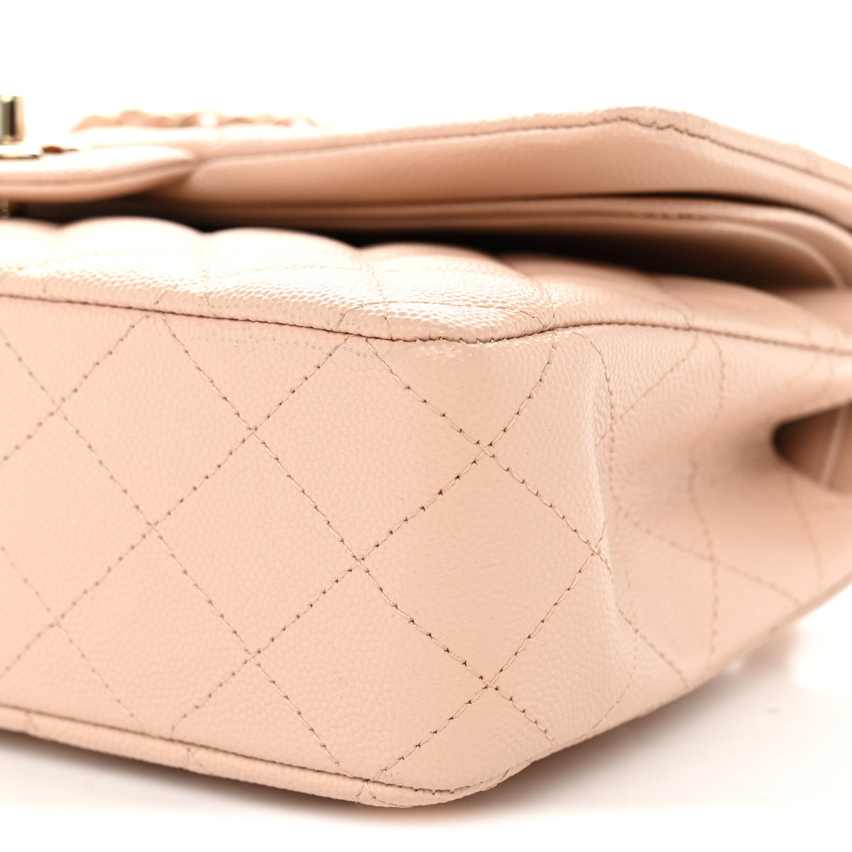 Caviar Quilted Medium Double Flap Light Beige