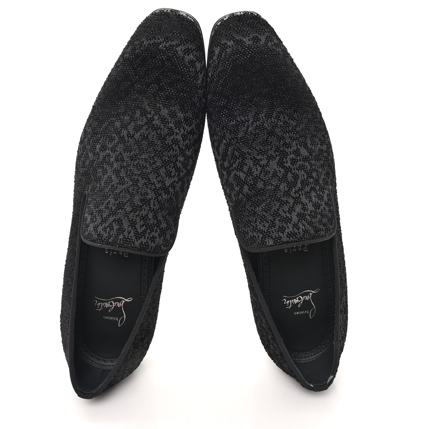 Christian Louboutin Tessuto Traviata Mens Dandelion Flat Loafers 43 Black 2 of 9