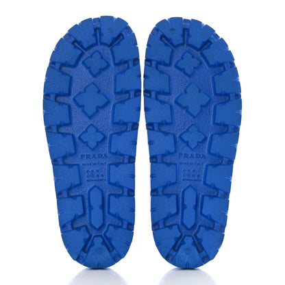 Prada EVA Rubber Triangle Logo Embossed Womens Lug Sole 20mm Slide Sandals 39 Azzurro 5 of 9