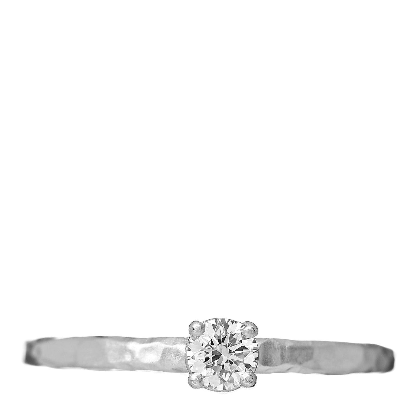 18K White Gold Diamond .16ct Paloma Picasso Hammered Solitaire Ring 53 6.25