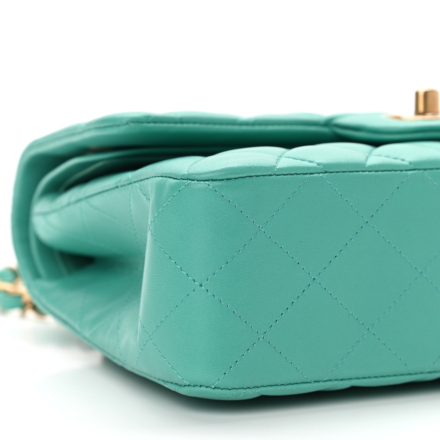 Lambskin Quilted Small Double Flap Green