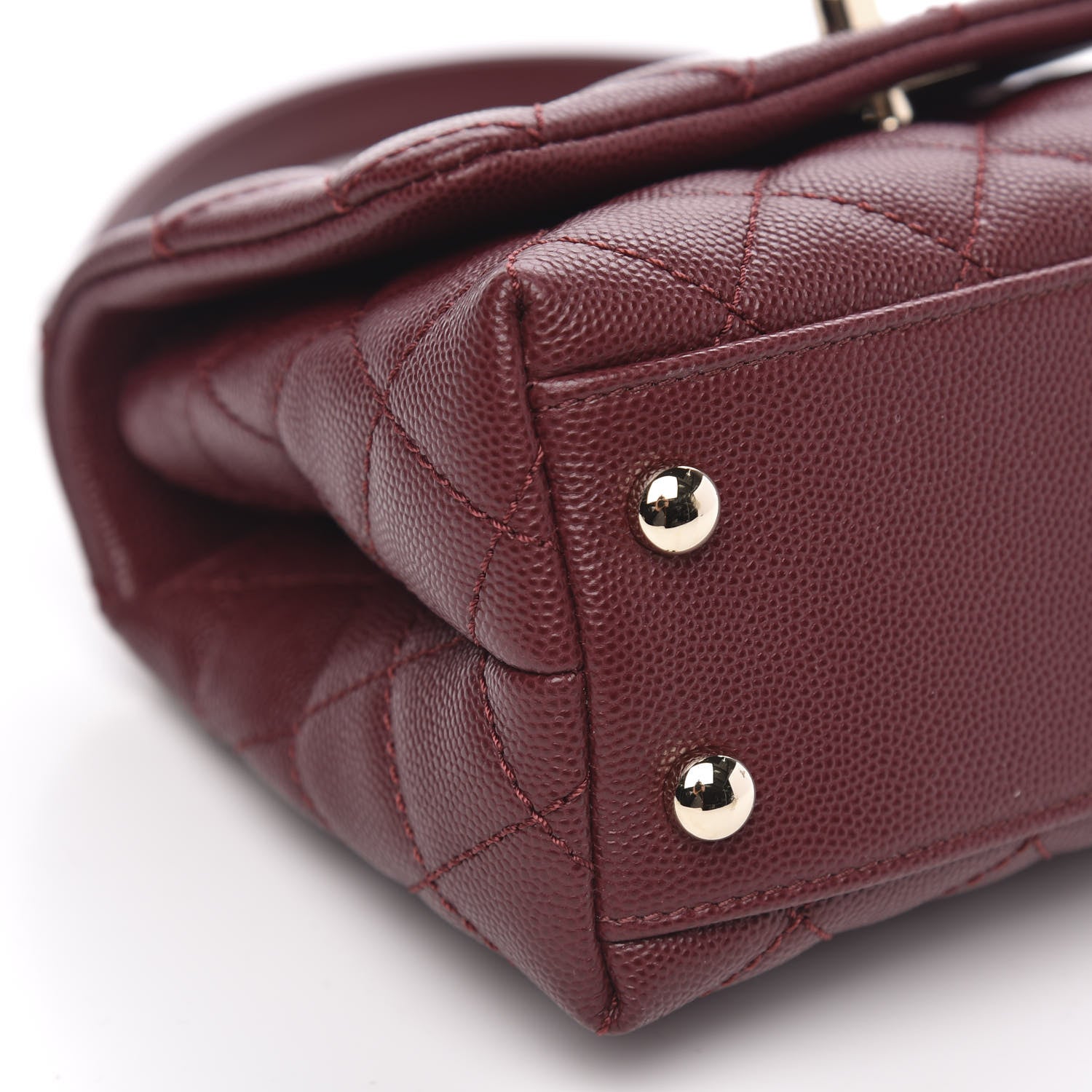 Chanel Caviar Quilted Extra Mini Coco Handle Flap Burgundy 9 of 10