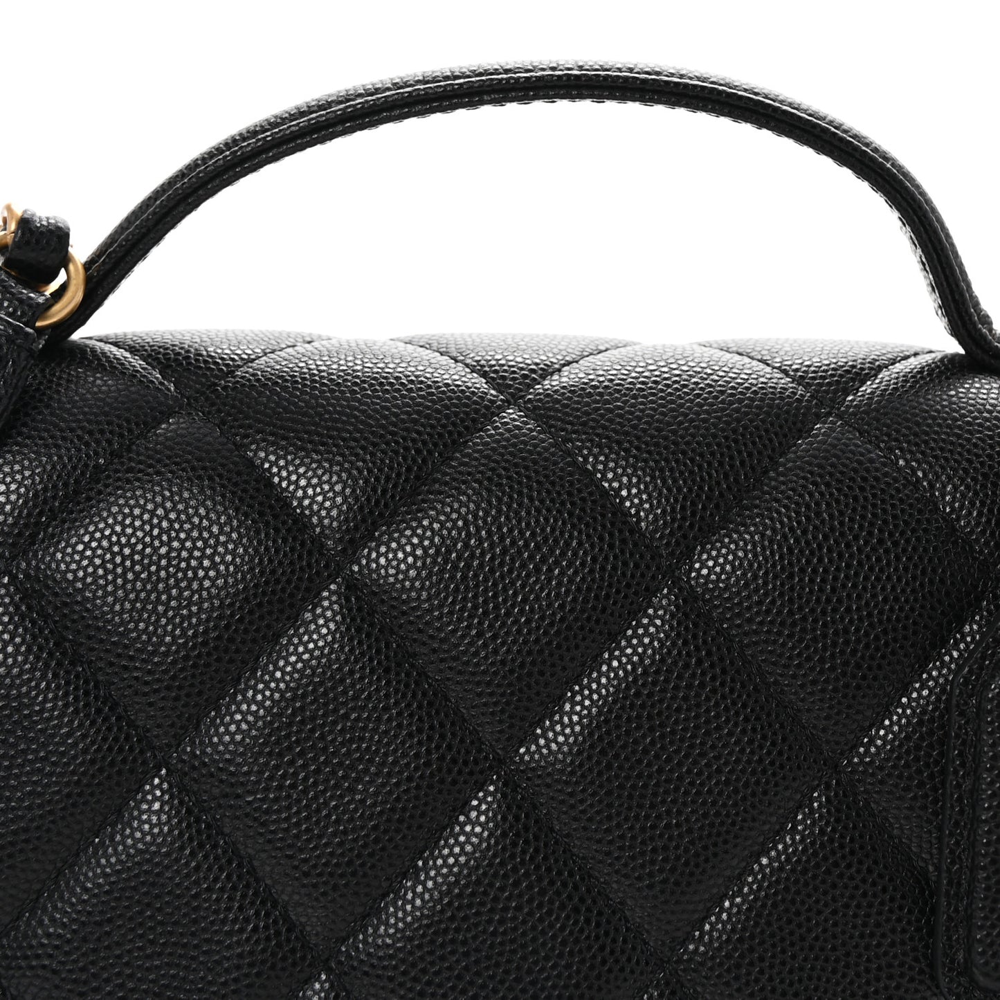 Caviar Quilted School Memory Small Top Handle Flap Black