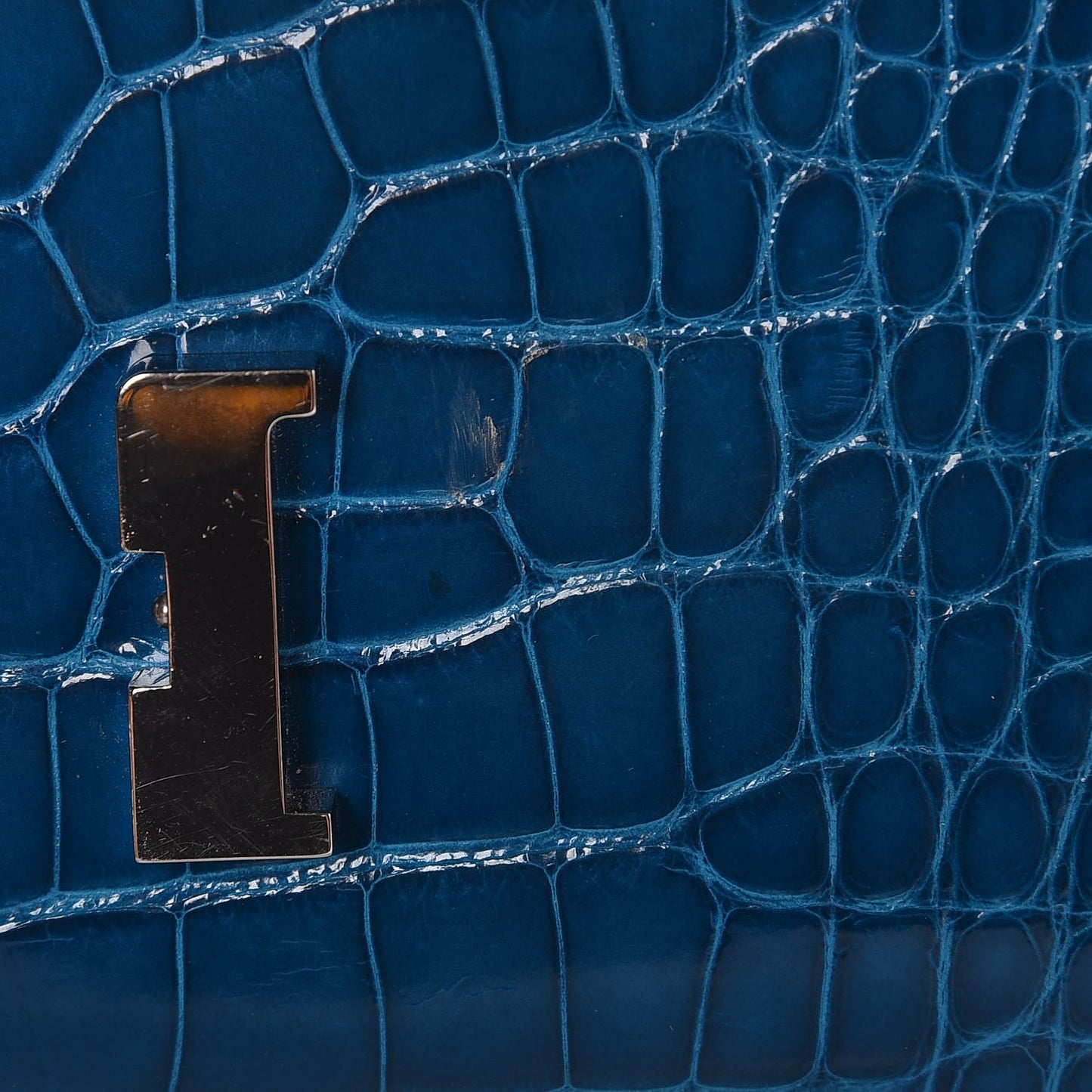 Shiny Alligator Constance Wallet Bleu Izmir