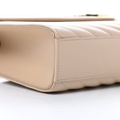 Saint Laurent Grain De Poudre Matelasse Chevron Large Monogram Satchel Nude Powder 9 of 11