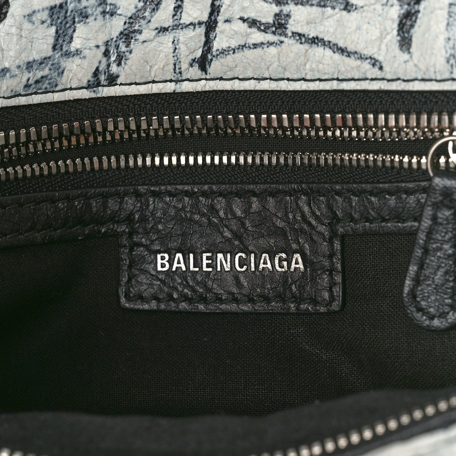 Balenciaga Agneau Arena Graffiti Neo Cagole Handbag XS Black White 6 of 9
