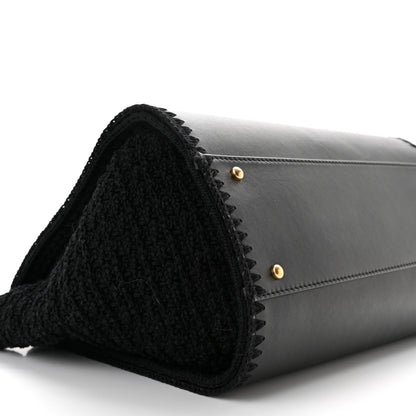 Chanel Calfskin Knit Medium Deauville Tote Black 8 of 9
