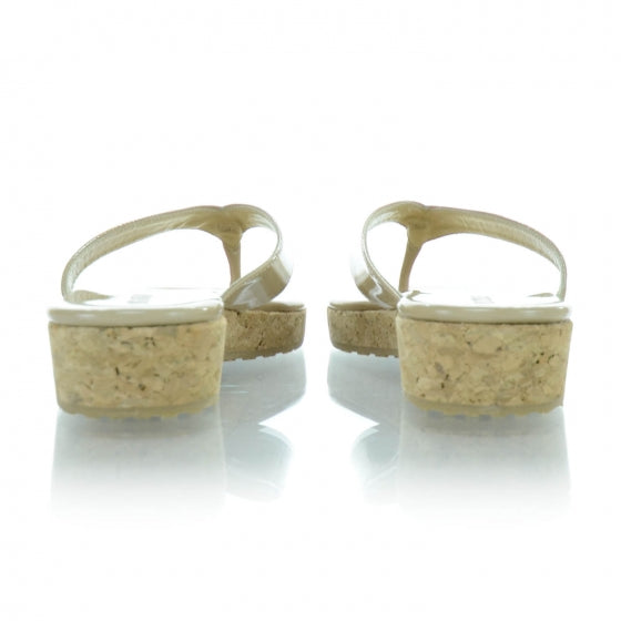 Patent Cork Wedge Sandals 38
