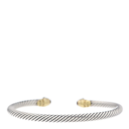 David Yurman Sterling Silver 14K Yellow Gold Garnet 4mm Kids Birthstone Cable Bracelet 3 of 5