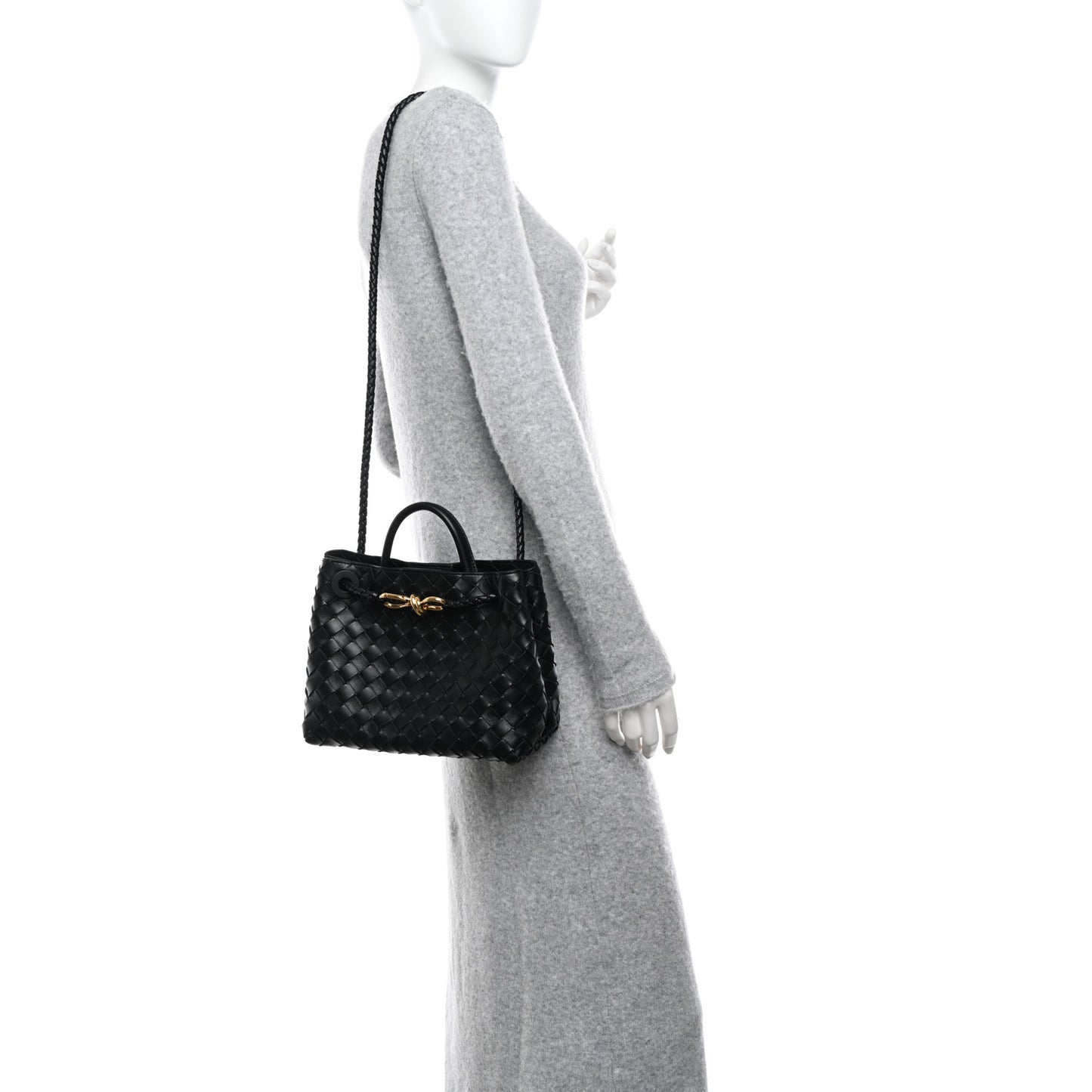 Nappa Intrecciato Small Andiamo Shoulder Bag Black