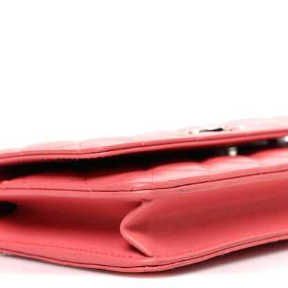 Chanel Lambskin Quilted Wallet On Chain WOC Pink 10 of 11