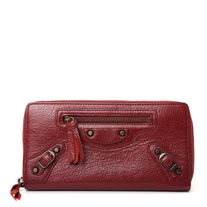 Balenciaga Agneau Classic Hardware Continental Zip Around Wallet Rouge Cerise 1 of 7