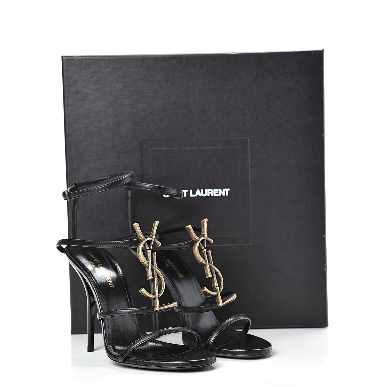 Saint Laurent Calfskin Cassandra 110 Sandals 36.5 Black 8 of 8