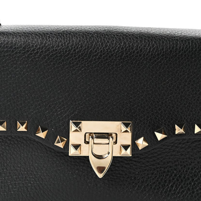Valentino Garavani Pebbled Calfskin Medium Rockstud Flip Lock Crossbody Bag Black 7 of 9
