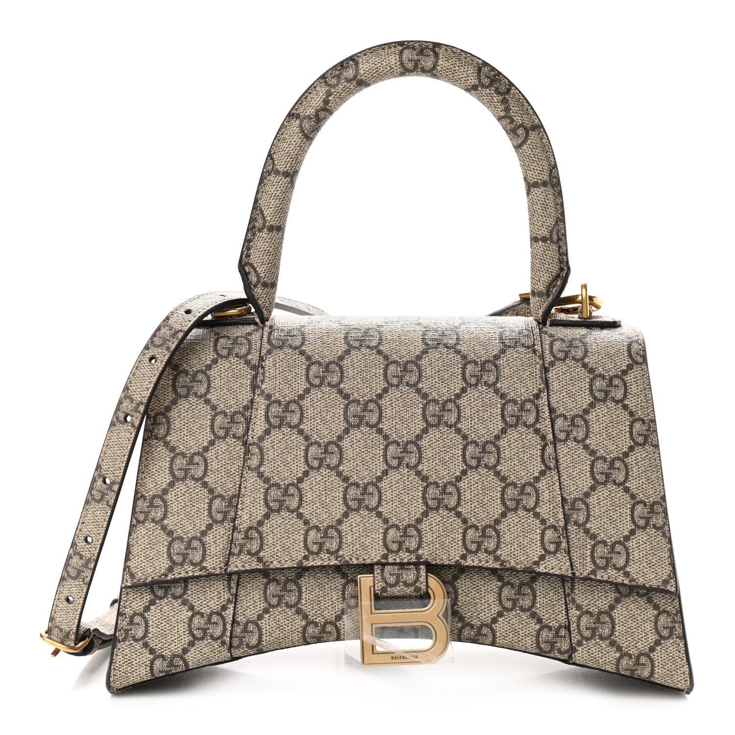 Balenciaga X GUCCI GG Supreme Monogram Small Hourglass Top Handle Bag Beige Ebony 1 of 11