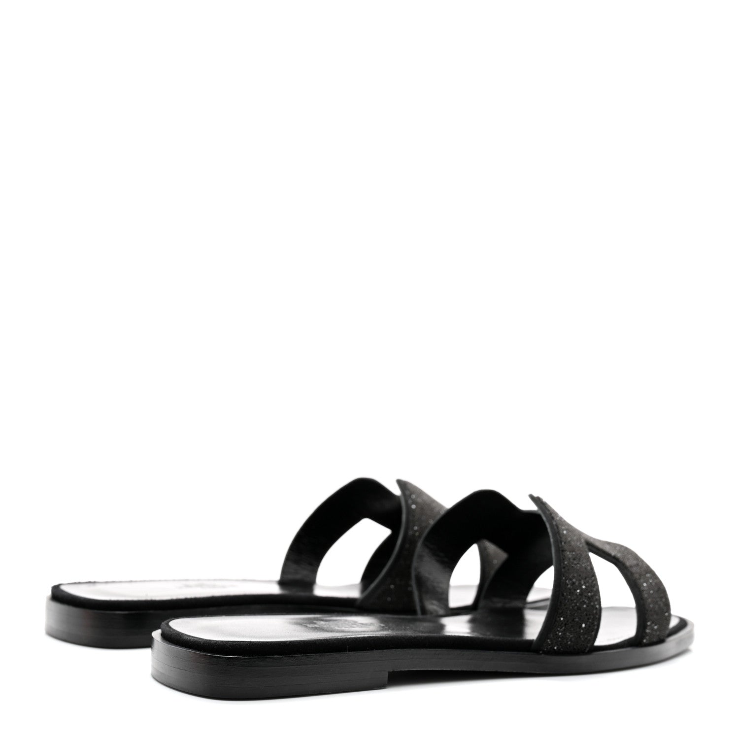 Hermes Suede Goatskin Crystal Powder Oran Sandals 36.5 Black 4 of 10