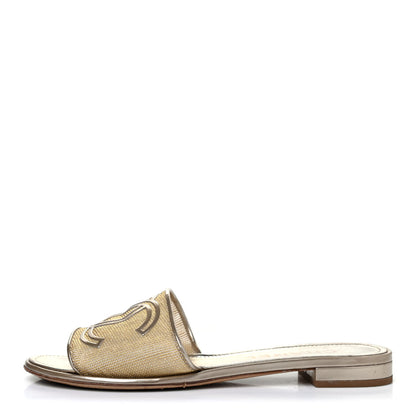 Chanel Glitter Mesh Patent Calfskin CC Sandal Mule 39 Gold 1 of 4