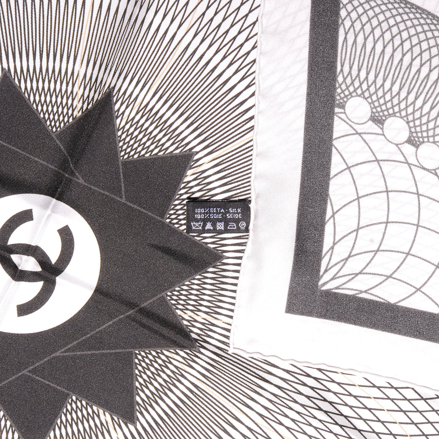 Silk Spiro Scarf Black White CC