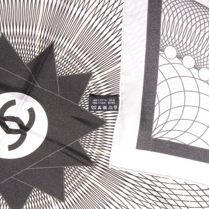 Chanel Silk Spiro Scarf Black White CC 5 of 5