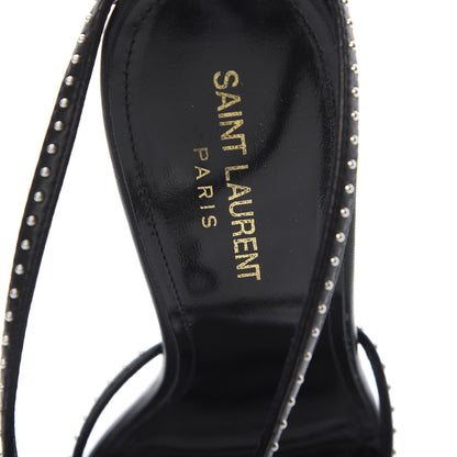 Saint Laurent Calfskin Cassandra Studded Palm Logo 110 Ankle Strap Sandals 39.5 Black 6 of 11