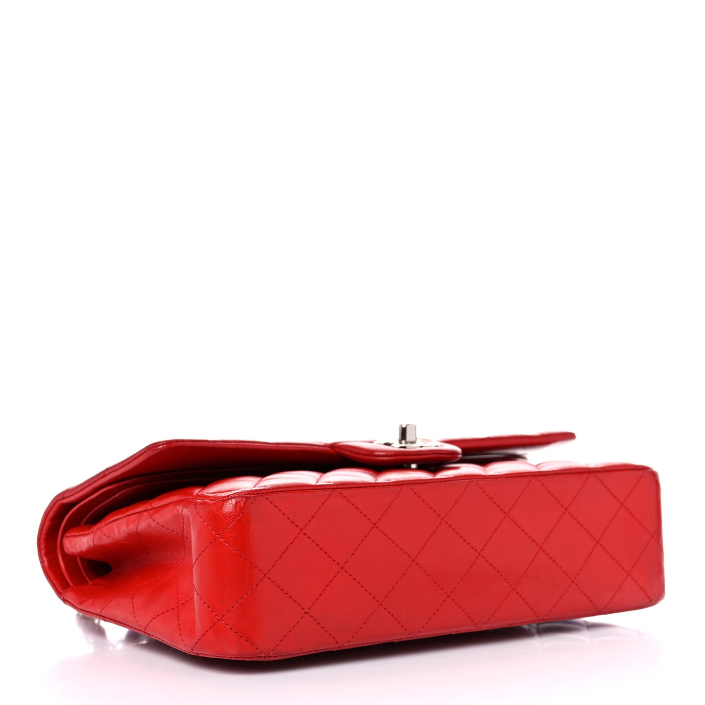 Lambskin Quilted Medium Double Flap Red