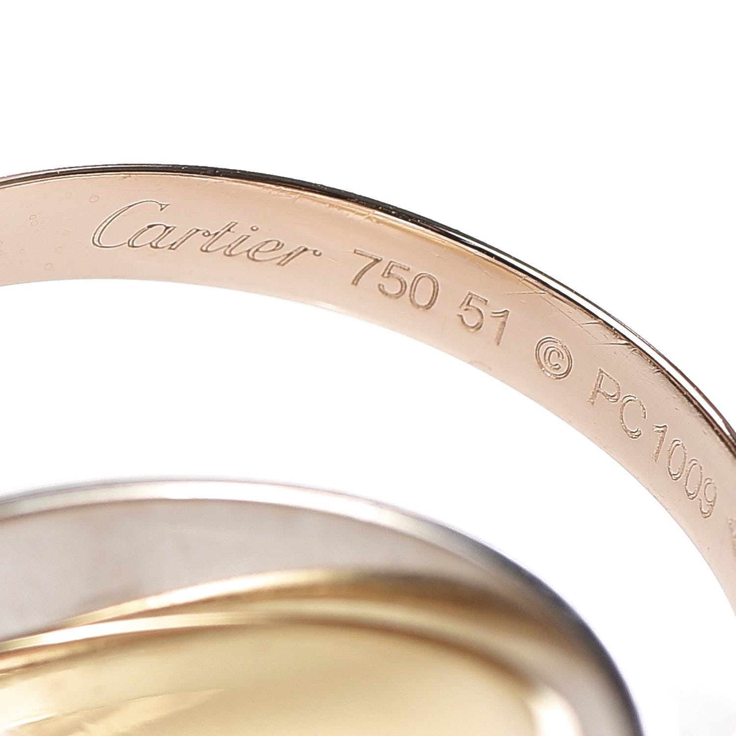 Cartier 18K White Yellow Pink Gold Diamond Small Trinity Paved Ring 51 5.75 4 of 4