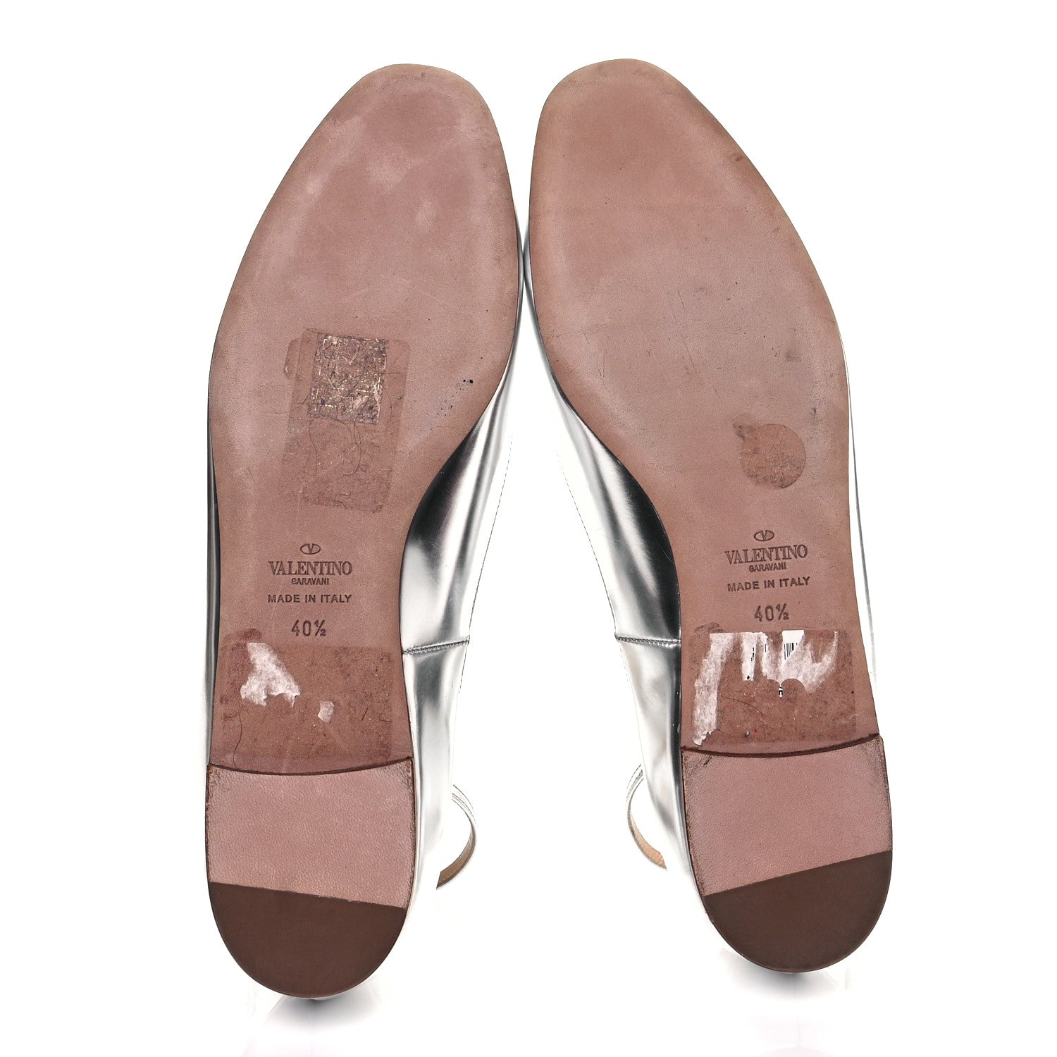 Valentino Garavani Patent Tan-Go Ballerina Flats 40.5 Silver 6 of 11