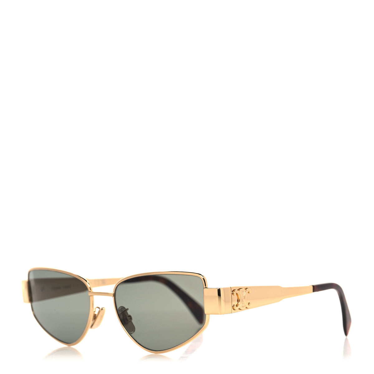 Metal Triomphe Cat Eye Sunglasses CL40293U Gold Green