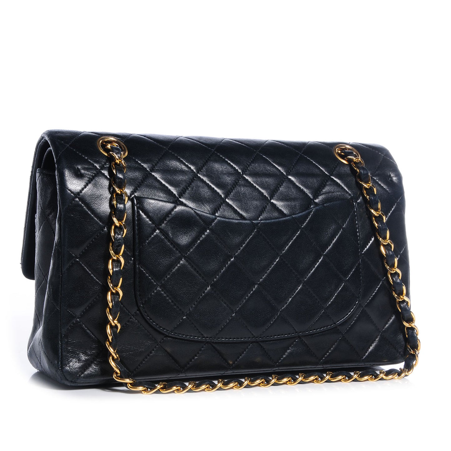 Lambskin Medium Double Flap Black