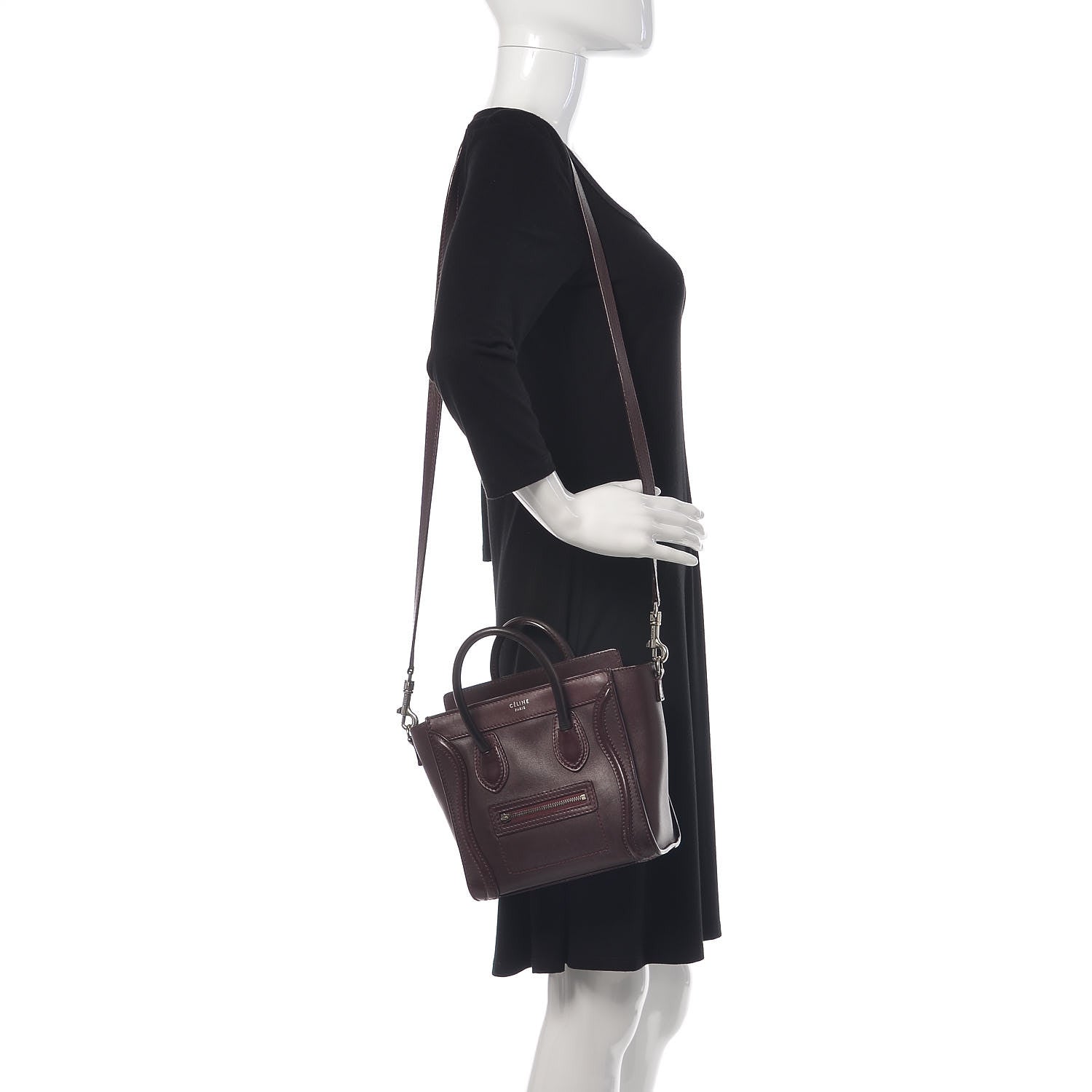 Celine Smooth Calfskin Nano Luggage Burgundy 2 of 32