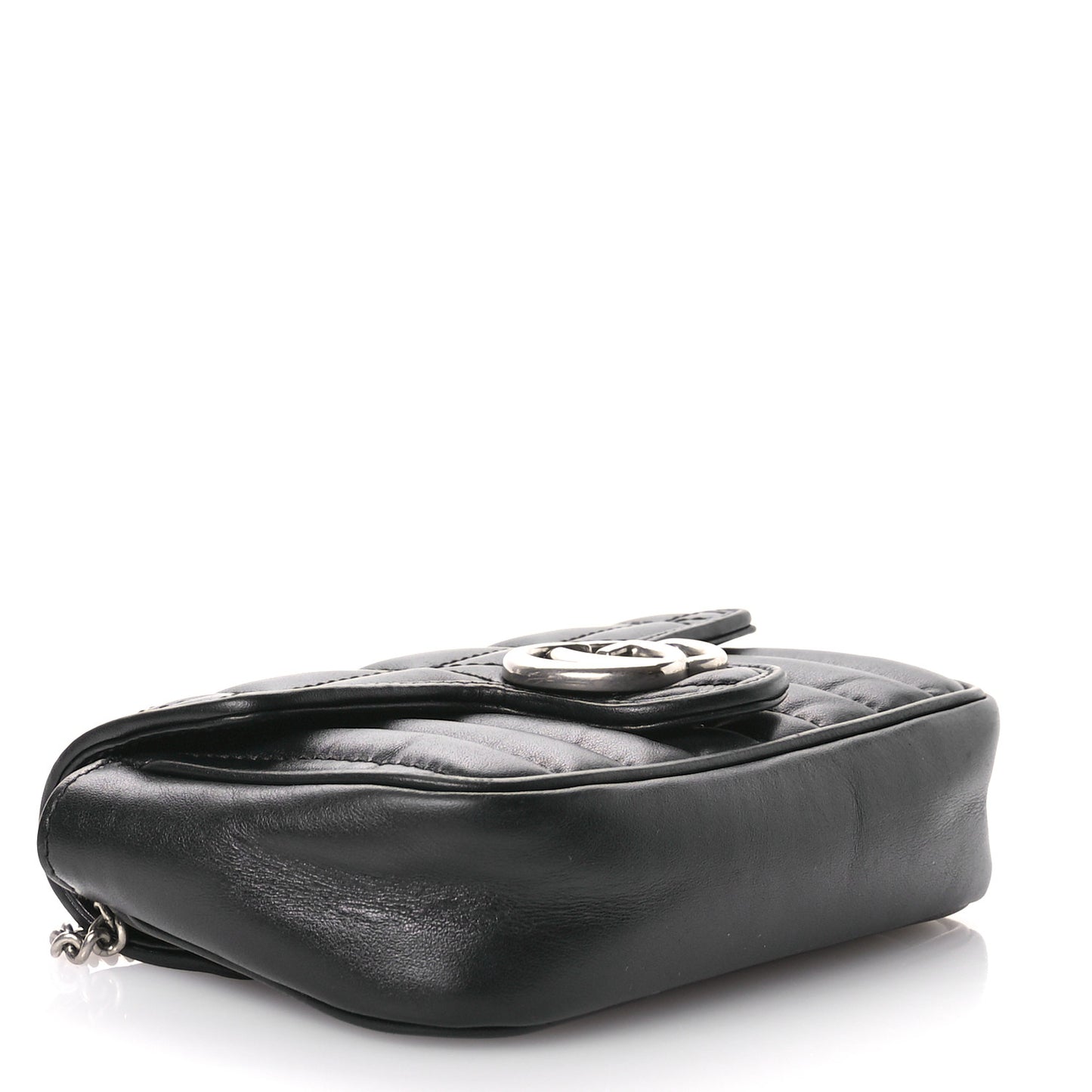 Calfskin Matelasse Aria Super Mini GG Marmont Shoulder Bag Black