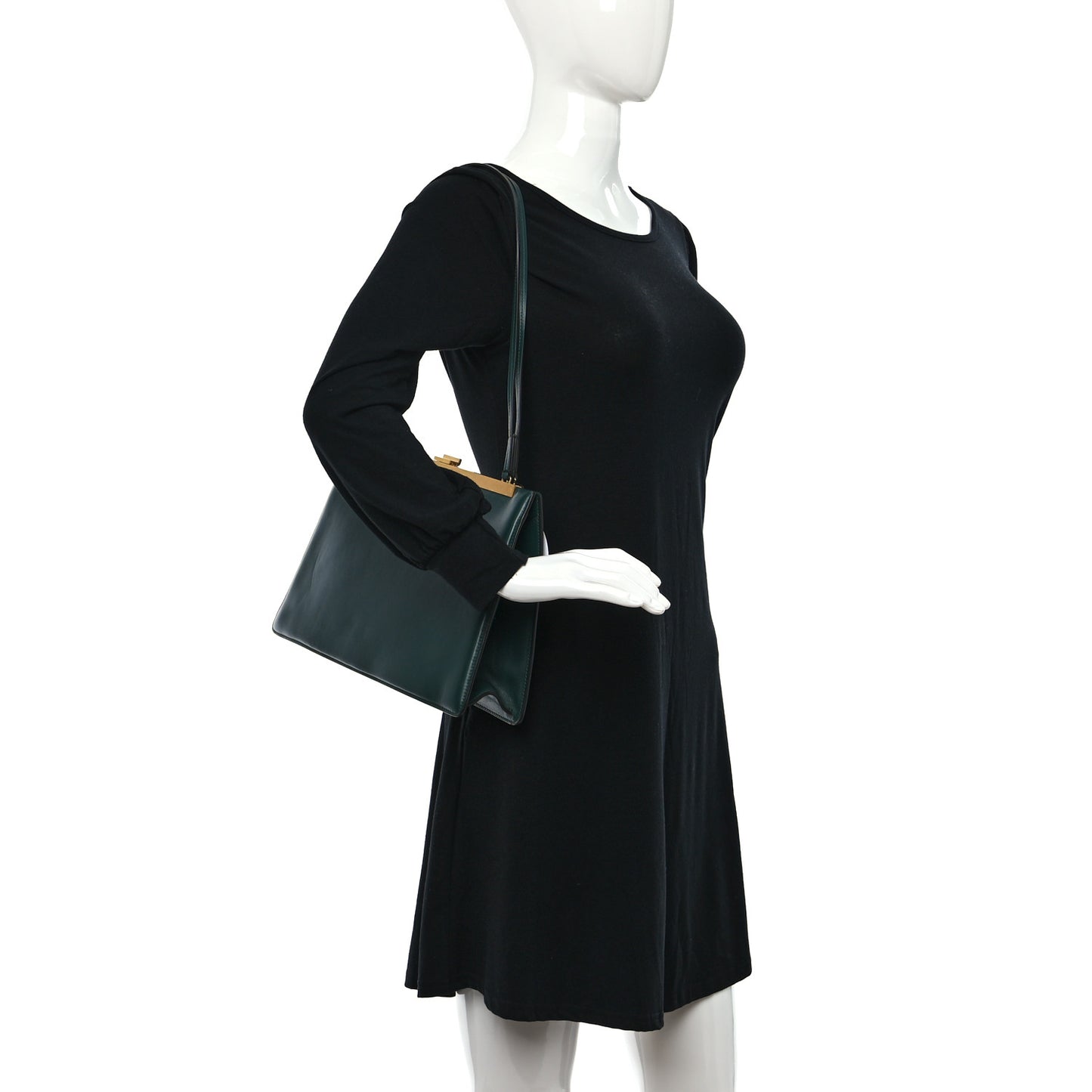 Smooth Calfskin Medium Clasp Shoulder Bag Amazone