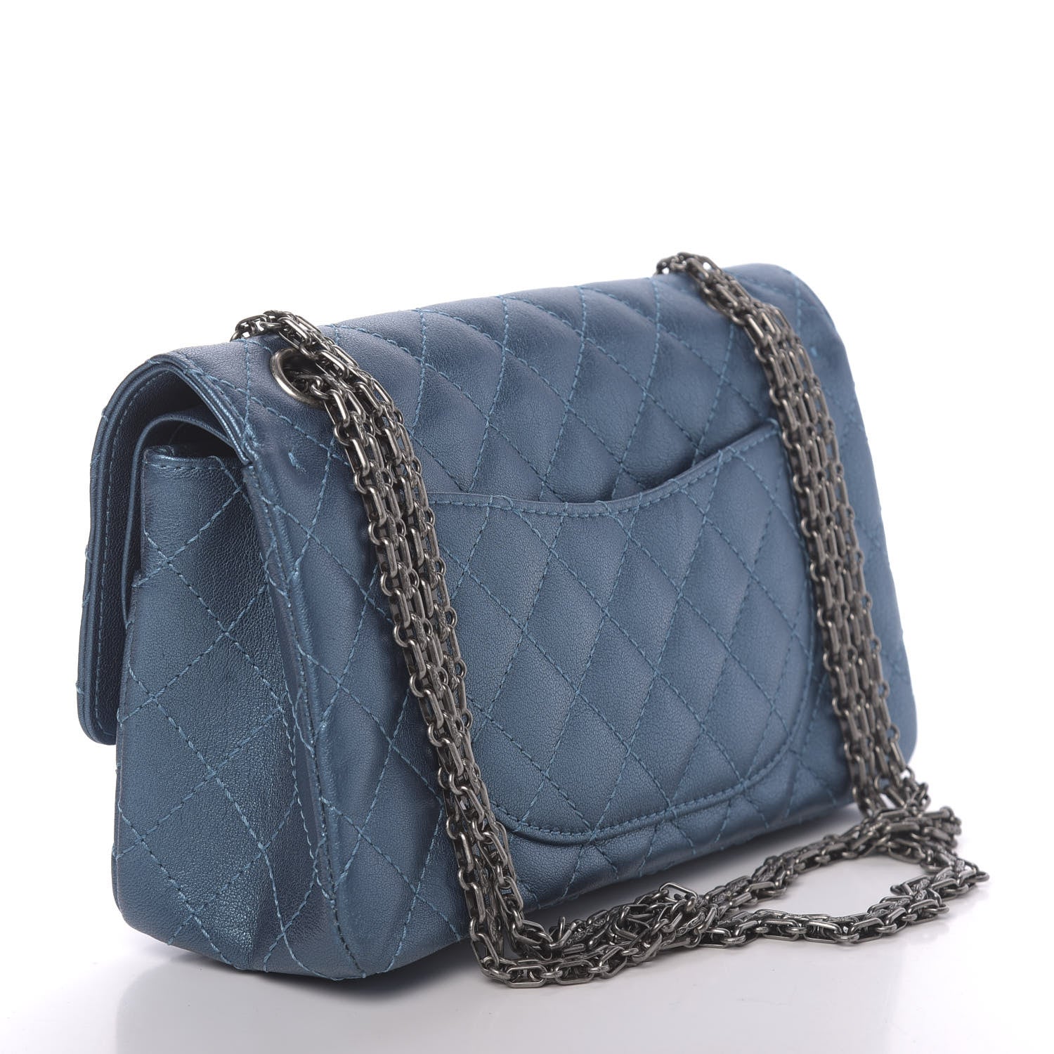 Chanel Metallic Sheepskin Quilted 2.55 Reissue 225 Flap Blue 3 of 10