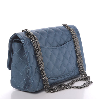 Chanel Metallic Sheepskin Quilted 2.55 Reissue 225 Flap Blue 3 of 10