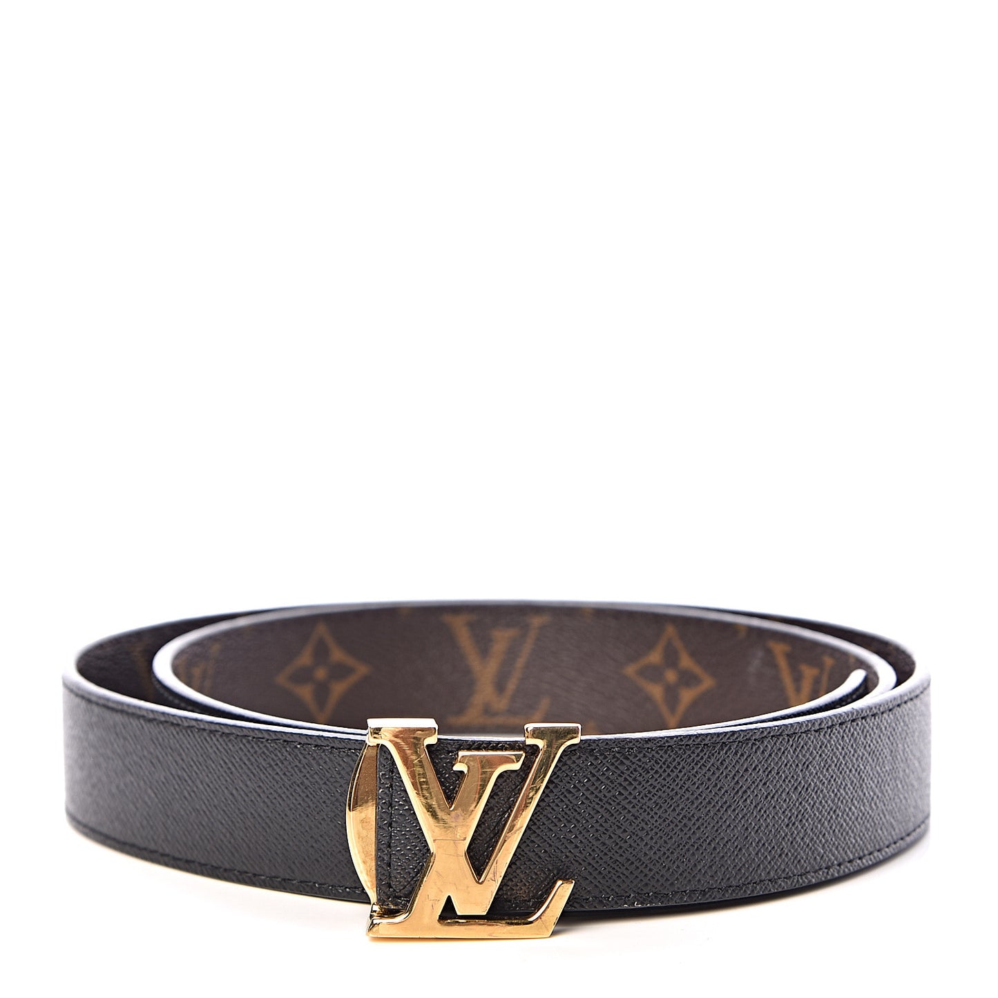 Calfskin Monogram 30mm LV Initiales Reversible Belt 90 36 Black