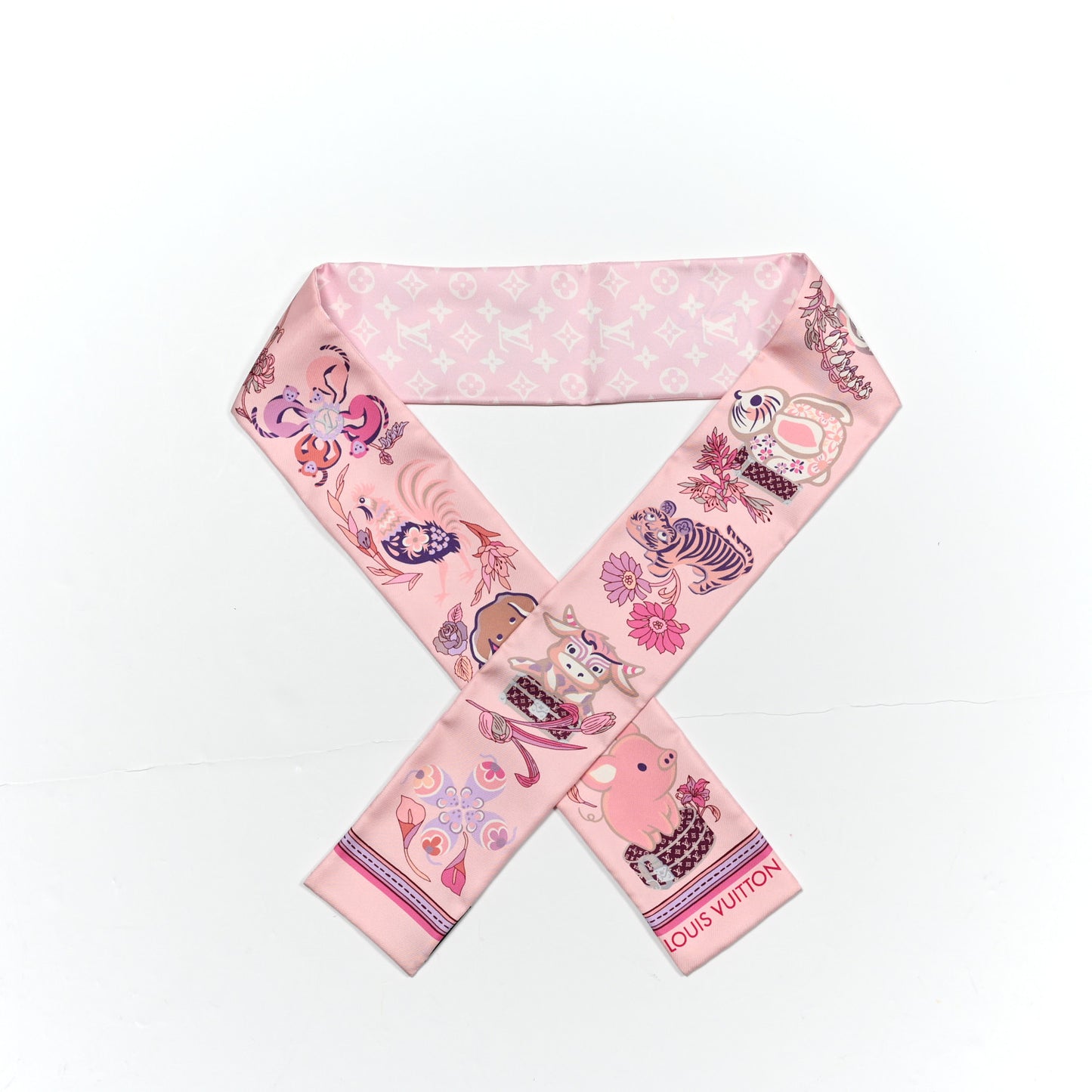 Silk Monogram Superstition Bandeau Rose Clair